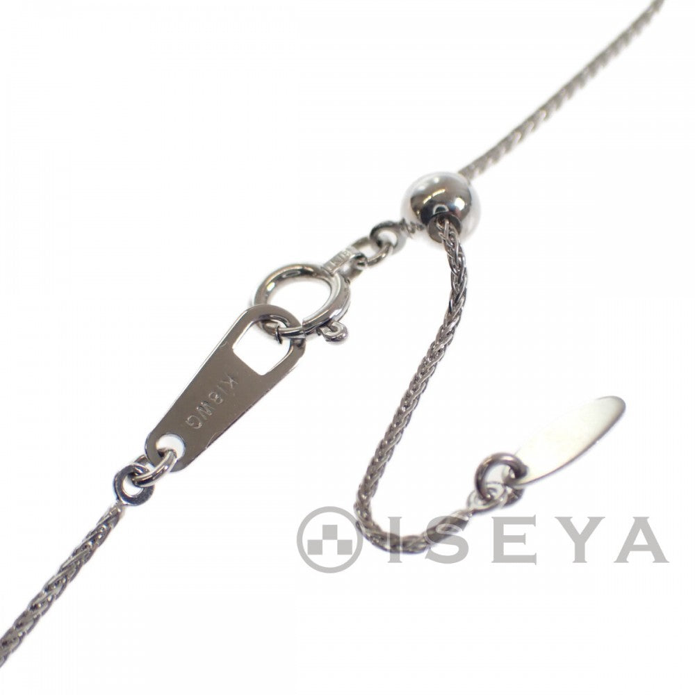 デザイン ジュエリー ダブルハート ネックレス K18ホワイトゴールド アクアマリン ダイヤモンド レディース【中古】【Aランク】