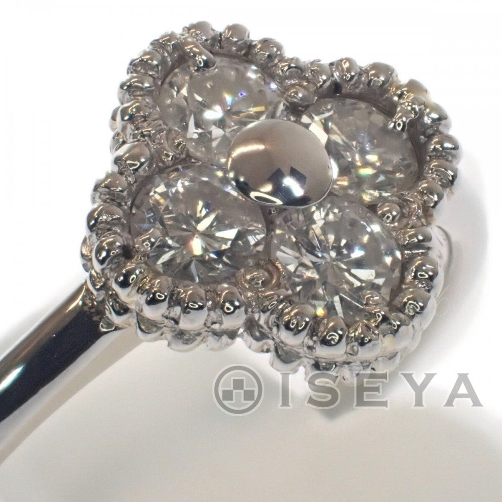 四つ葉のクローバー デザイン ジュエリー 12号 リング Pt900プラチナ ダイヤモンド レディース【中古】【Aランク】