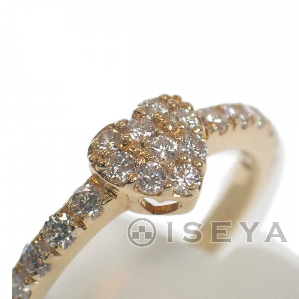 【中古】 デザインリング ハートモチーフ リング K18イエローゴールド 9号 ダイヤモンド 約9号 レディース【Aランク】