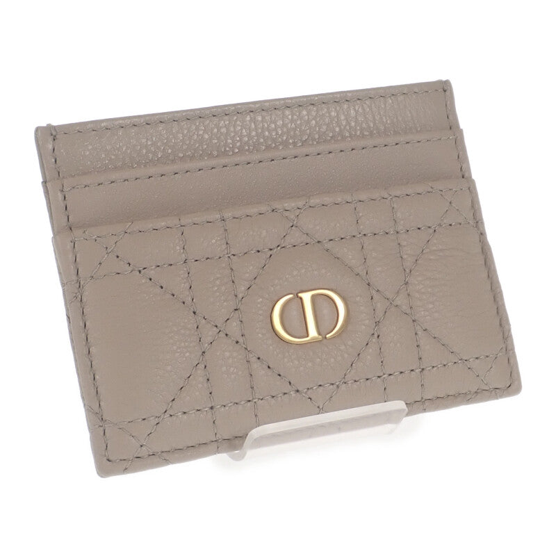 ディオール Dior カードホルダー DIOR CARO S5130UWHC_M116 カードケース カーフ ベージュ ゴールド金具 レディース【中古】【SAランク】
