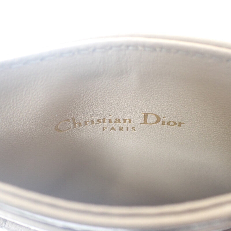 迪奧 Dior 卡夾 DIOR CARO S5130UWHC_M116 卡片套 小牛皮 米色 金色金屬配件 女士【中古】【SA級】