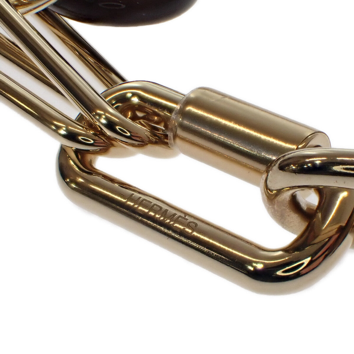 エルメス HERMES アミュレット パドロックGM ネックレス バッファローホーン ブラウン ゴールド レディース【中古】【SAランク】