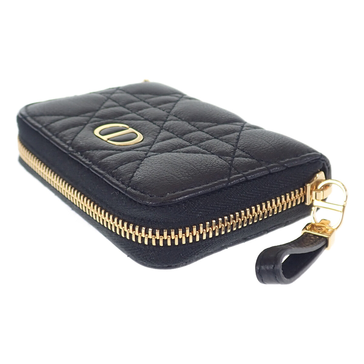 ディオール Dior デタッチャブルカードホルダー S5034UWHC_M900 カードケース カーフ ブラック ゴールド金具 レディース【中古】【ABランク】