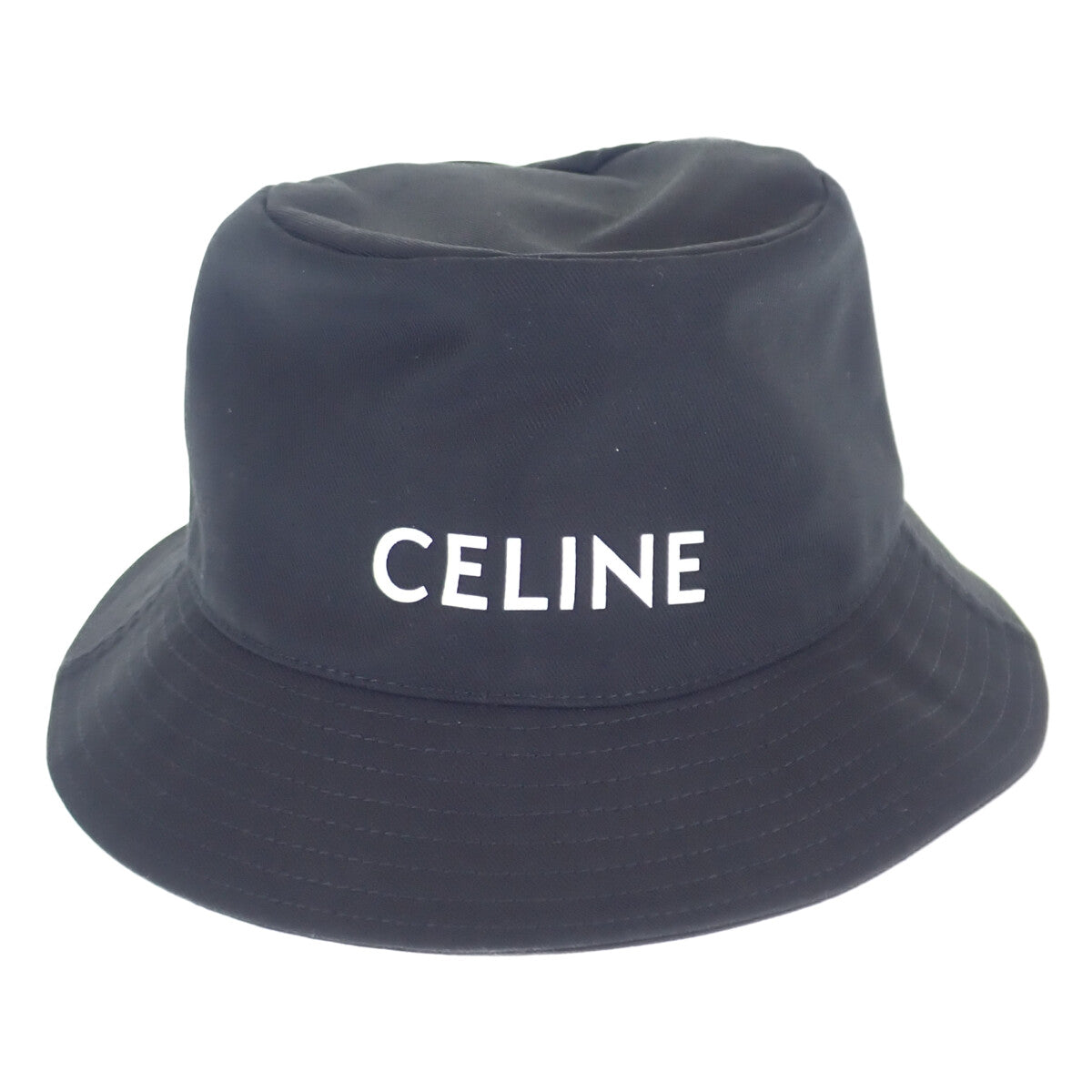 セリーヌ 帽子 ロゴ バケットハット サイズM  ブラック CELINE   | ファッション ブランド小物 ユニセックス 黒 シンプル カジュアル Aランク
