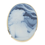 【中古】 K18 デザインジュエリー カメオ ブローチ K18イエローゴールド ネイビー ゴールド メノウ レディース【Aランク】