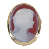 【中古】 K18 デザインジュエリー カメオ ブローチ K18イエローゴールド レッド メノウ レディース【Aランク】