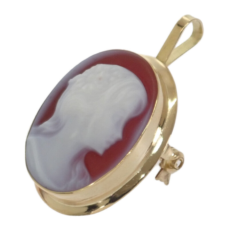 K18 デザインジュエリー カメオ ブローチ K18イエローゴールド レッド メノウ レディース【中古】【Aランク】