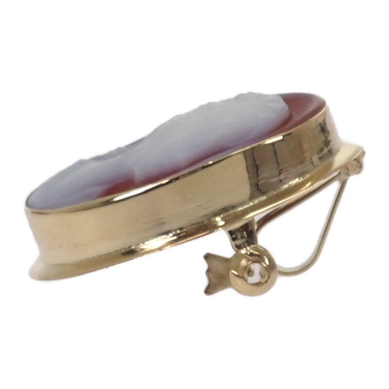 【中古】 K18 デザインジュエリー カメオ ブローチ K18イエローゴールド レッド メノウ レディース【Aランク】