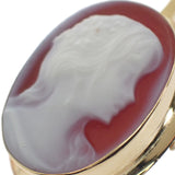 【中古】 K18 デザインジュエリー カメオ ブローチ K18イエローゴールド レッド メノウ レディース【Aランク】