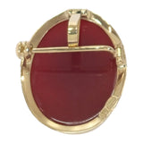 【中古】 K18 デザインジュエリー カメオ ブローチ K18イエローゴールド レッド メノウ レディース【Aランク】