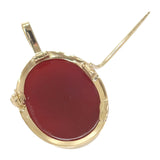 【中古】 K18 デザインジュエリー カメオ ブローチ K18イエローゴールド レッド メノウ レディース【Aランク】