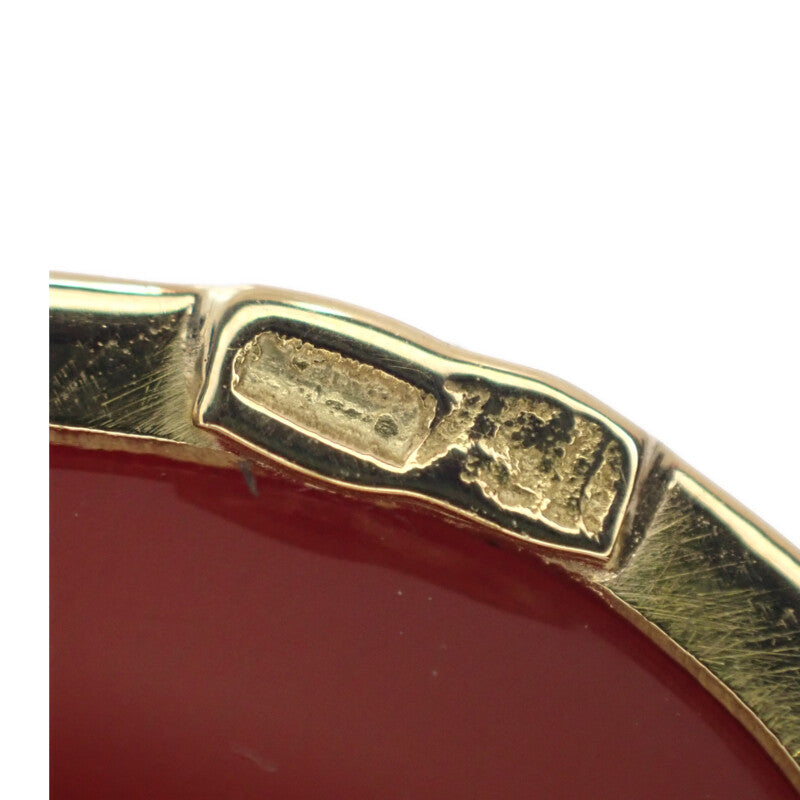 【中古】 K18 デザインジュエリー カメオ ブローチ K18イエローゴールド レッド メノウ レディース【Aランク】
