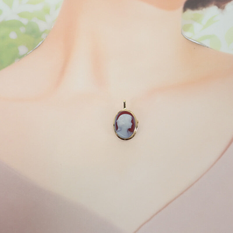 【中古】 K18 デザインジュエリー カメオ ブローチ K18イエローゴールド レッド メノウ レディース【Aランク】