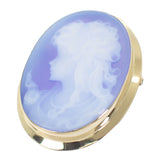 【中古】 K18 デザインジュエリー カメオ ブローチ K18イエローゴールド ブルー メノウ レディース【Aランク】