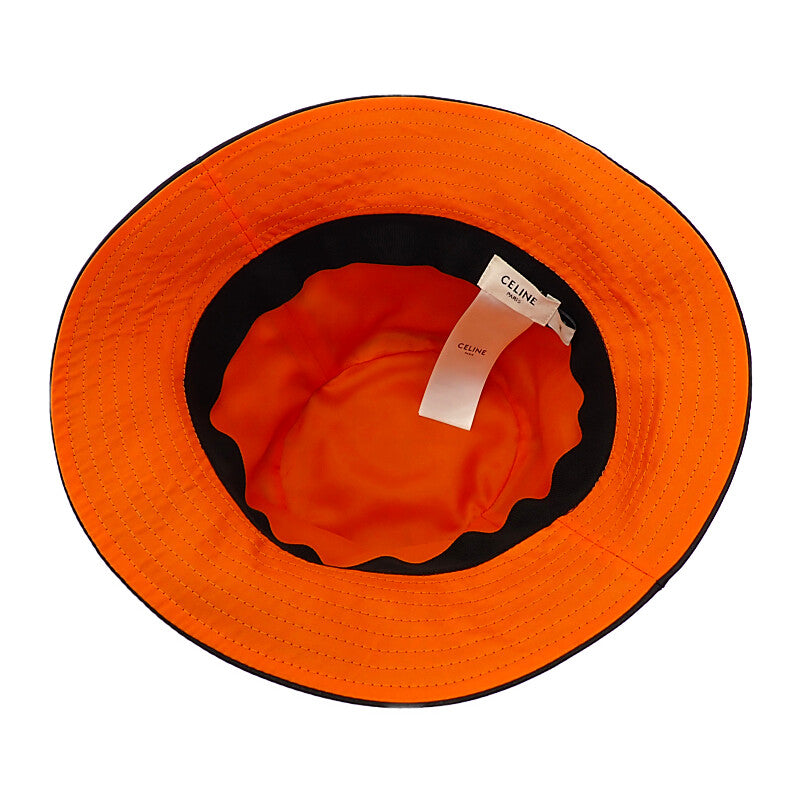 CELINE 思琳 菱格漁夫帽 M 2AUB0930C.38NO 帽子 尼龍 黑色 橘色 男士 女士【二手】【AB級】