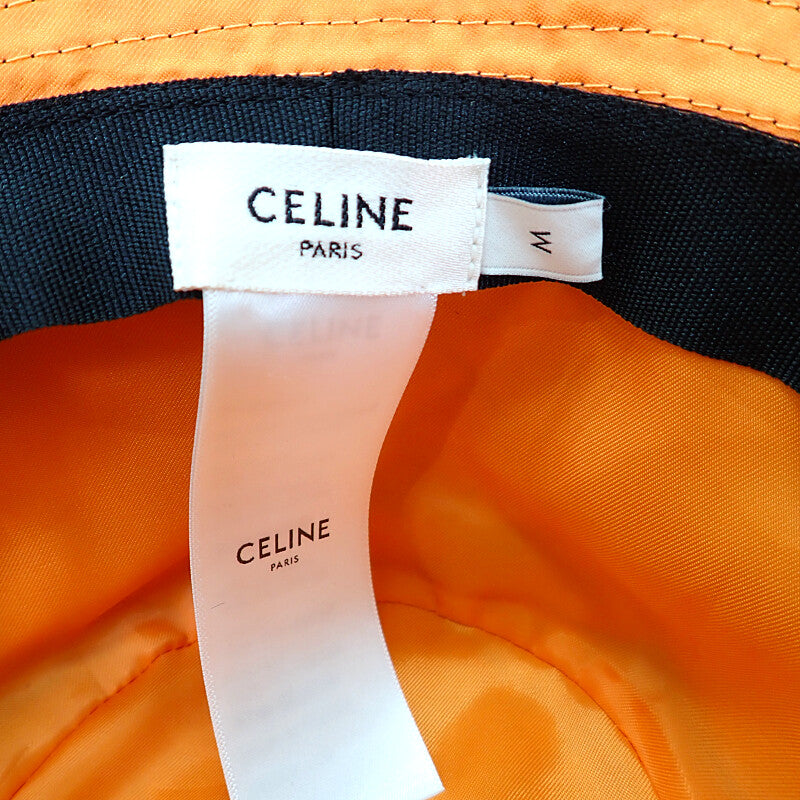 CELINE 思琳 菱格漁夫帽 M 2AUB0930C.38NO 帽子 尼龍 黑色 橘色 男士 女士【二手】【AB級】