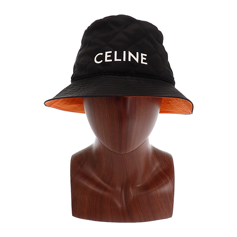 CELINE 思琳 菱格漁夫帽 M 2AUB0930C.38NO 帽子 尼龍 黑色 橘色 男士 女士【二手】【AB級】