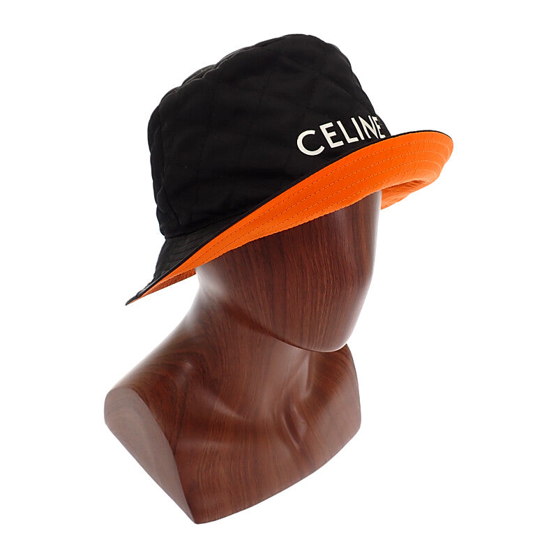 CELINE 思琳 菱格漁夫帽 M 2AUB0930C.38NO 帽子 尼龍 黑色 橘色 男士 女士【二手】【AB級】