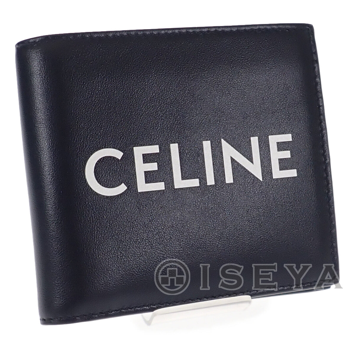 【Sランク】CELINE セリーヌ バイフォールド ウォレット 二つ折り財布 クロコダイル型押し 10C873CUX.38SI カーフスキン ブラック メンズ【ISEYA】