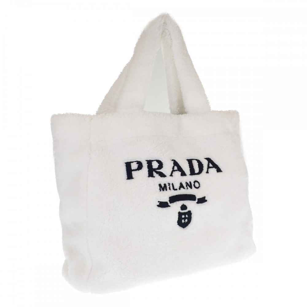プラダ PRADA テリー 1BG130 トートバッグ パイル ホワイト レディース【中古】【Aランク】