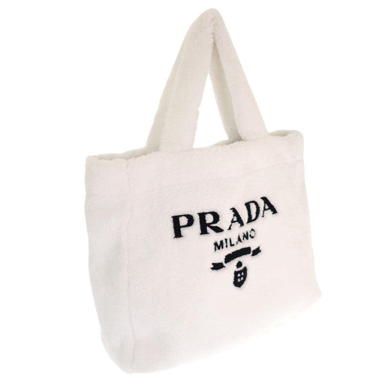 プラダ PRADA テリートートバッグ トライアングルロゴ 1BG130 トートバッグ パイル ホワイト レディース【中古】【Aランク】