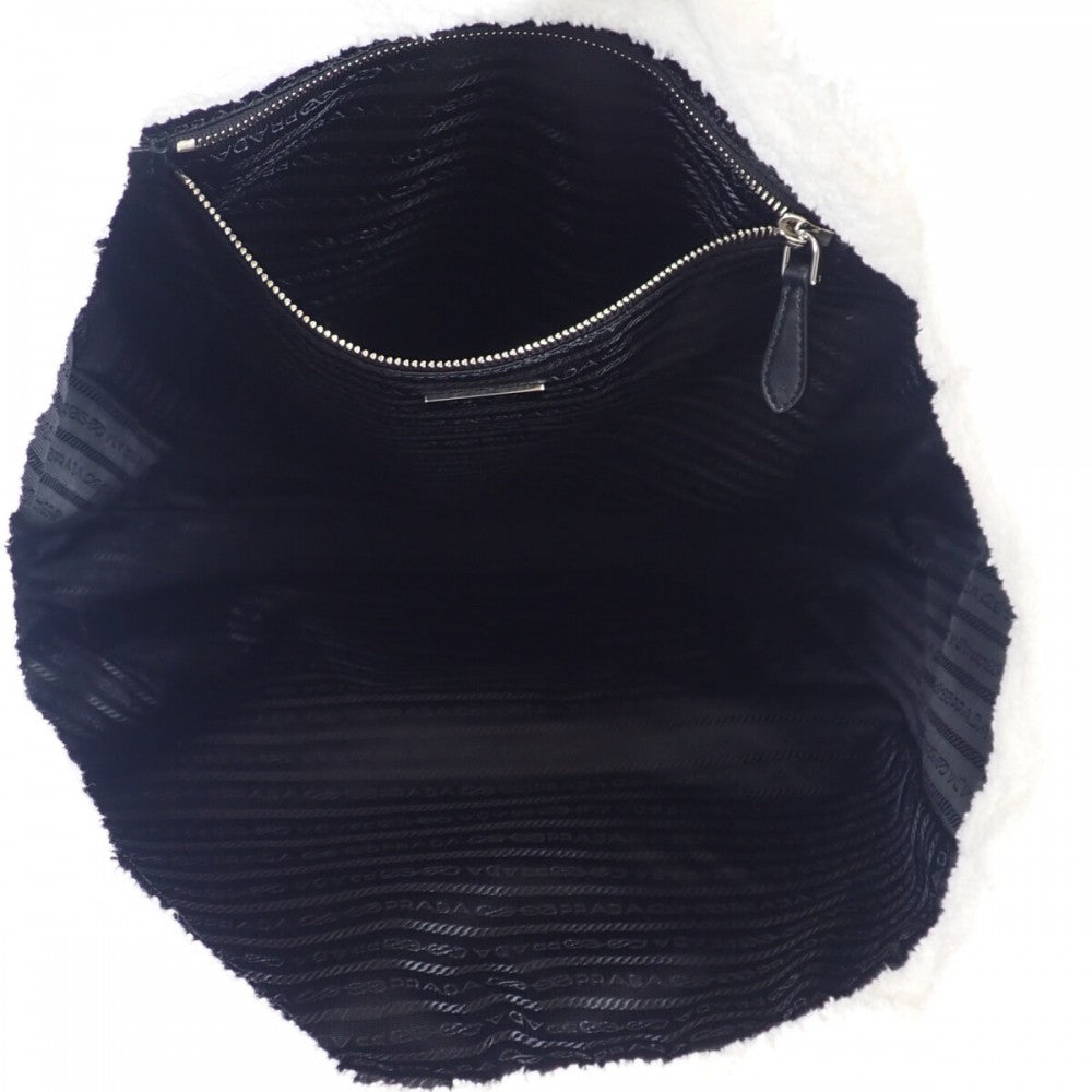 PRADA 普拉達 1BG130 毛圈布托特包 白色 女款【中古】【A級】