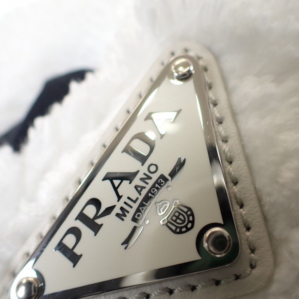 PRADA 普拉達 1BG130 毛圈布托特包 白色 女款【中古】【A級】