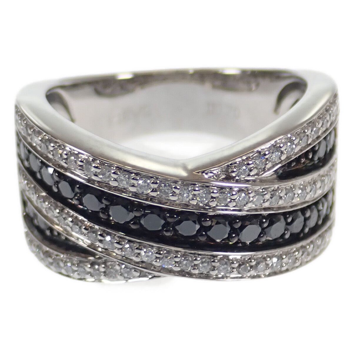 Aランク】K18WG D0.70 ブラックダイヤモンド デザインリング 指輪 約12 ...