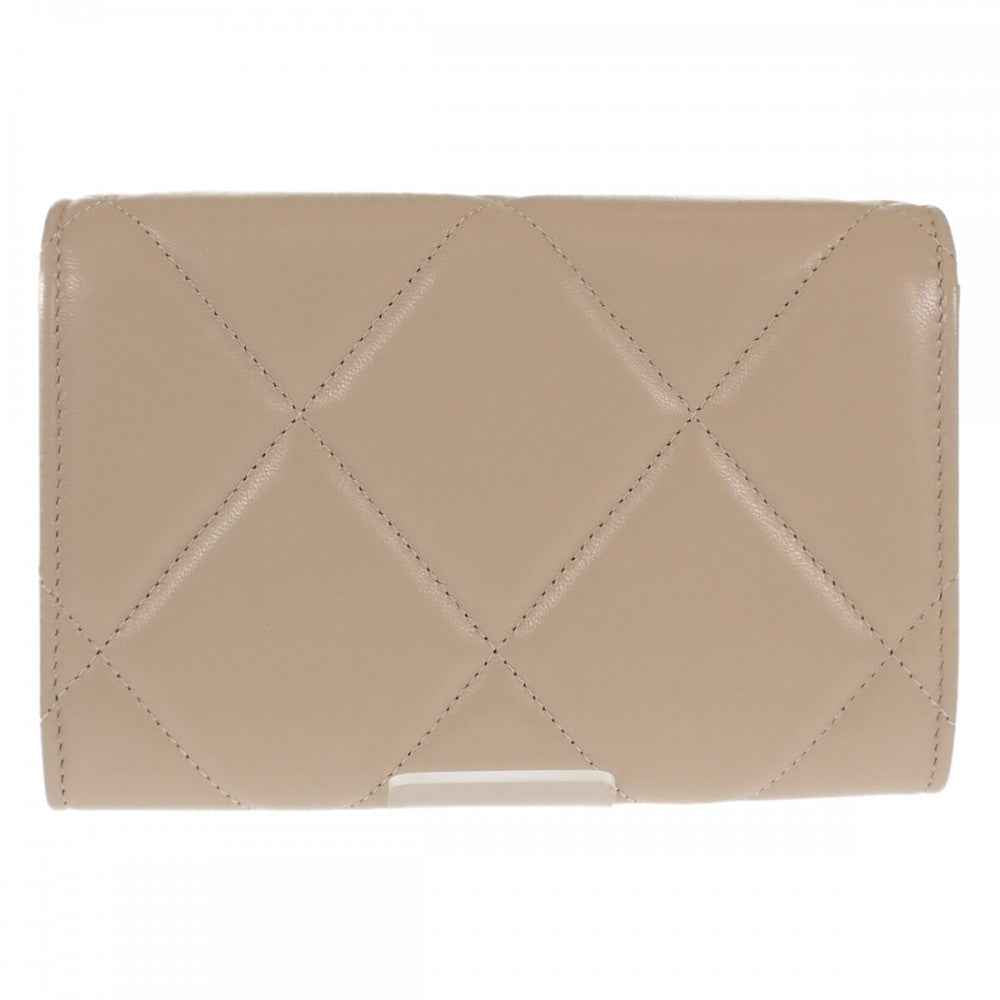 シャネル CHANEL 19フラップウォレット AP2700_B04852_N5025 二つ折り財布 ラムスキン ベージュ ゴールド金具 レディース【中古】【SAランク】