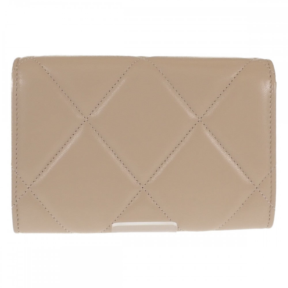 シャネル CHANEL 19フラップウォレット AP2700_B04852_N5025 二つ折り財布 ラムスキン ベージュ ゴールド金具 レディース【中古】【SAランク】