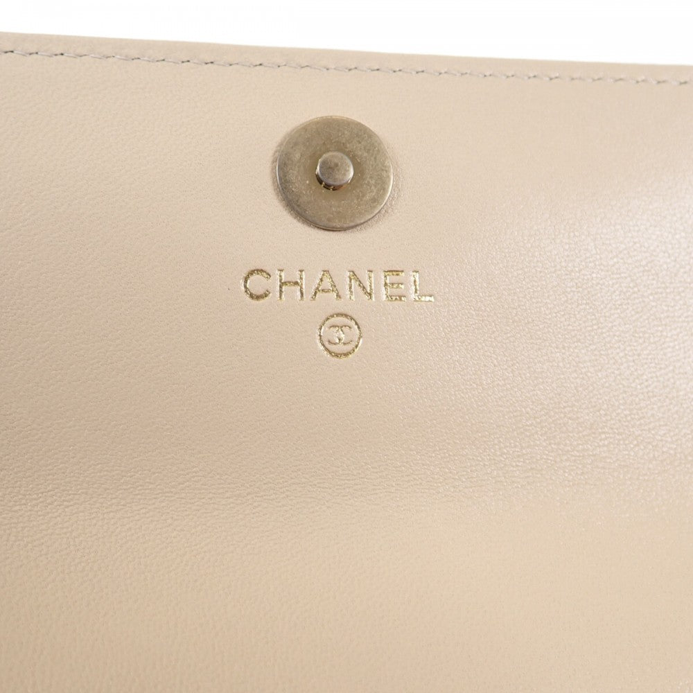 シャネル CHANEL 19フラップウォレット AP2700_B04852_N5025 二つ折り財布 ラムスキン ベージュ ゴールド金具 レディース【中古】【SAランク】