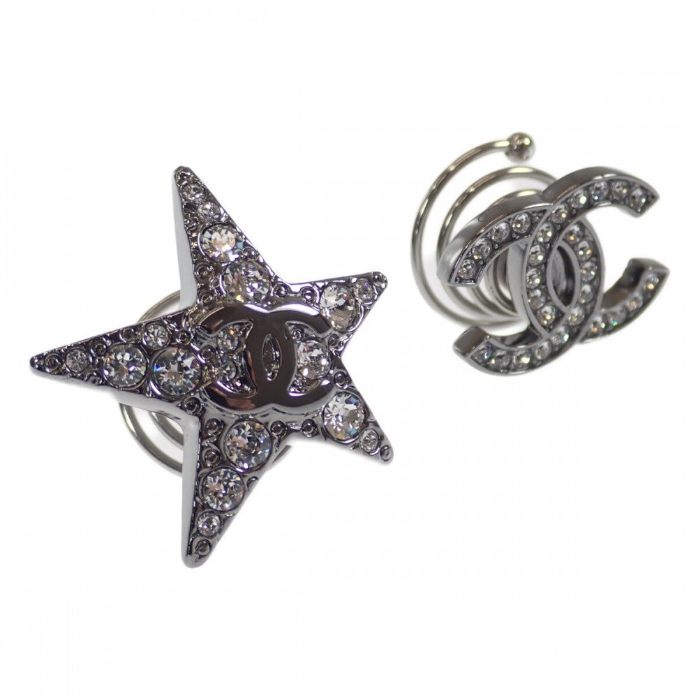 シャネル CHANEL ココマーク スター 2個セット ヘアアクセサリー GP ラインストーン シルバー レディース【中古】【Aランク】