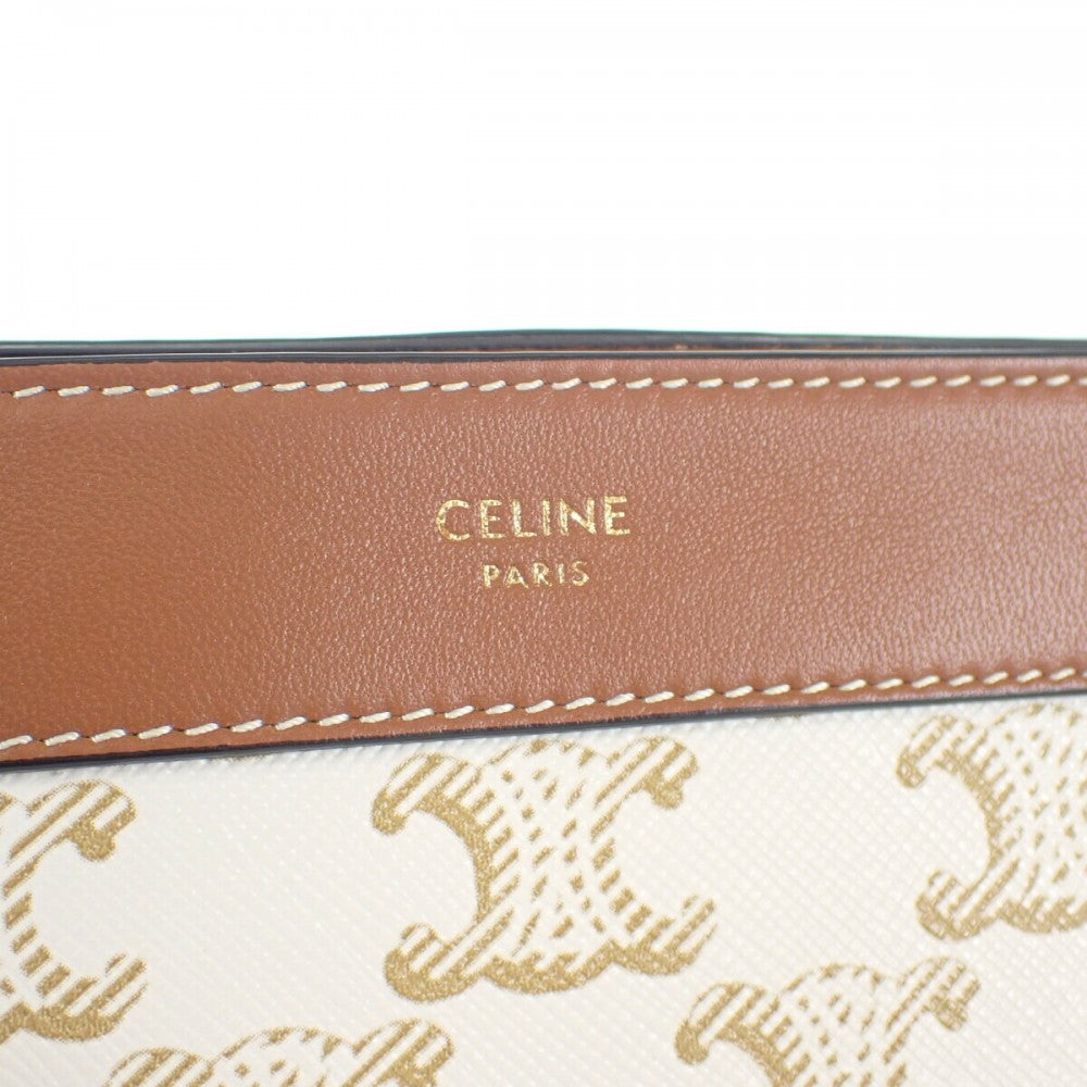 CELINE 思琳 小型旅行袋 10C762DJP.01TA 小包 聚氨酯 皮革 白色 金色金屬配件 女士【中古】【A級品】
