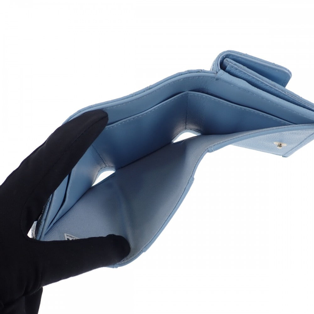 シャネル CHANEL ココマーク スモールフラップウォレット AP3397 三つ折り財布 キャビアスキン ストラスブルー ゴールド金具 レディース【中古】【Aランク】