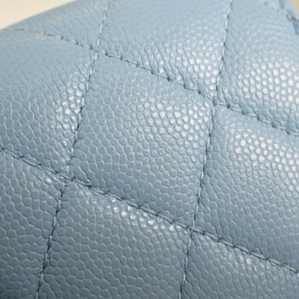 シャネル CHANEL ココマーク スモールフラップウォレット AP3397 三つ折り財布 キャビアスキン ストラスブルー ゴールド金具 レディース【中古】【Aランク】