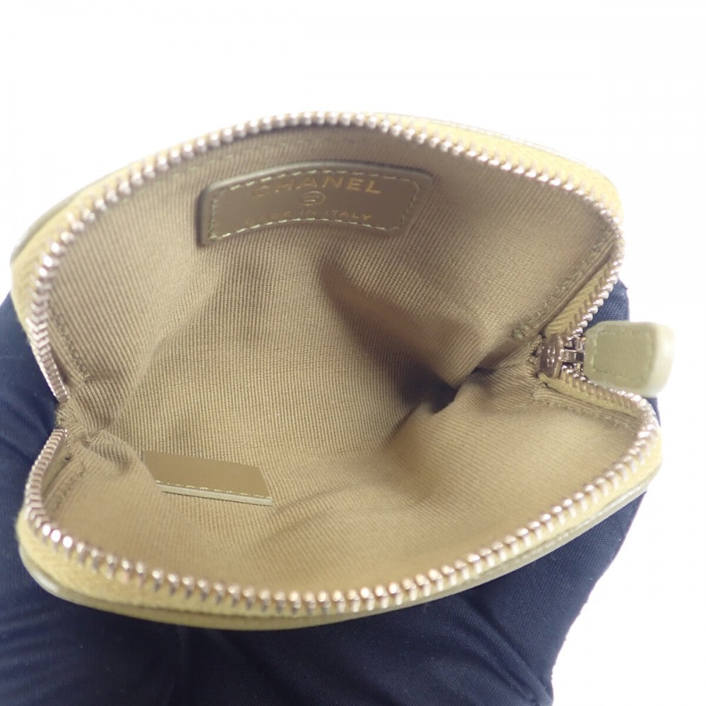 シャネル CHANEL ジップコインパース AP3402 コインケース キャビアスキン カーキ ゴールド金具 レディース【中古】【SAランク】