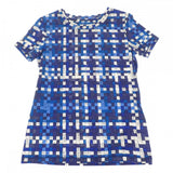 エルメス HERMES ボルデュック・チェック 34 半袖Tシャツ コットン ブルースマルト レディース【中古】【SAランク】