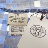 エルメス HERMES ボルデュック・チェック 34 半袖Tシャツ コットン ブルースマルト レディース【中古】【SAランク】