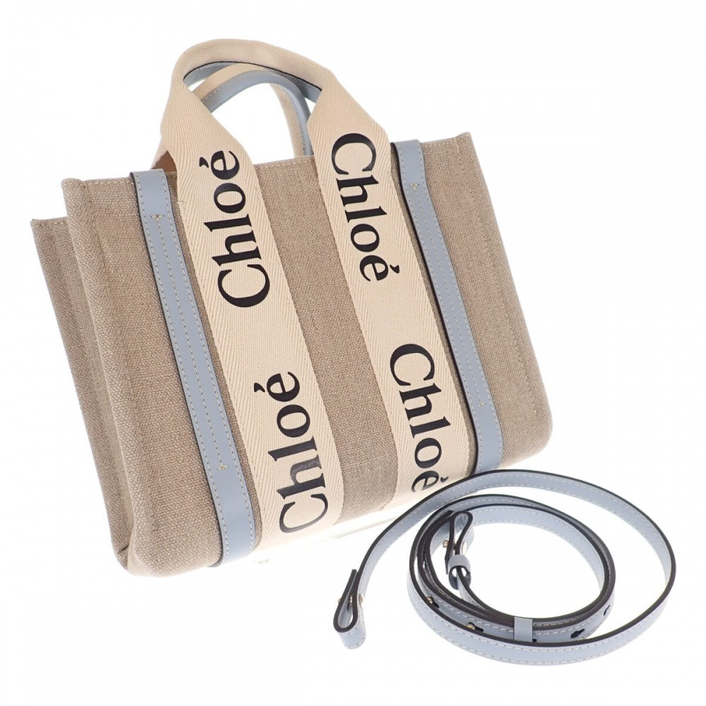 Chloe】 クロエ Woody リネン カーフ 2WAY ハンドバッグ