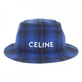 セリーヌ CELINE バケット フランネルチェック S 2AUO4994R.07RK ハット ウール コットン ブルー メンズ レディース【中古】【Aランク】