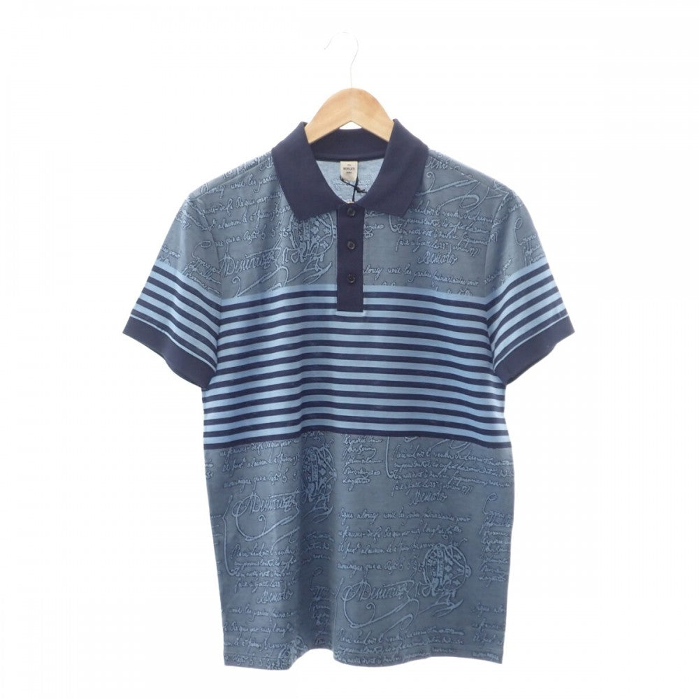 ベルルッティ Berluti ストライプスクリットポロ S R19JPS44-002 ポロシャツ コットン ブルー メンズ【中古】【Sランク】