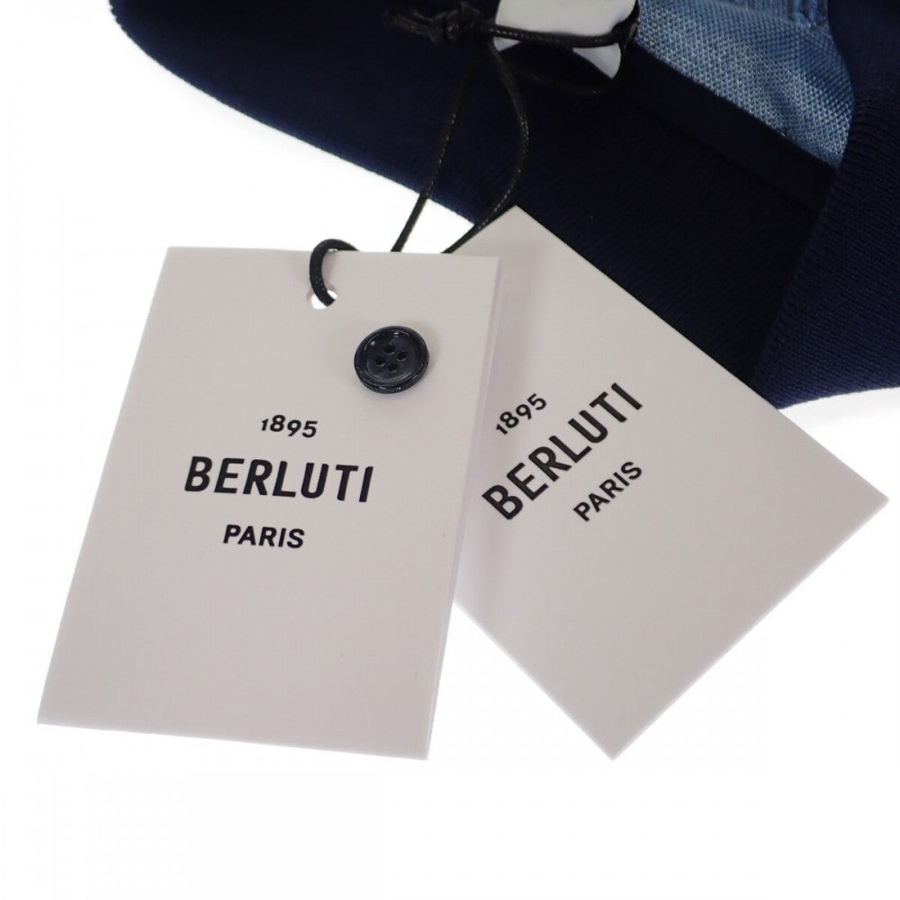 Berluti 寶緹嘉 條紋 Scritto Polo S R19JPS44-002 馬球衫 棉質 藍色 男士【中古】【S級】