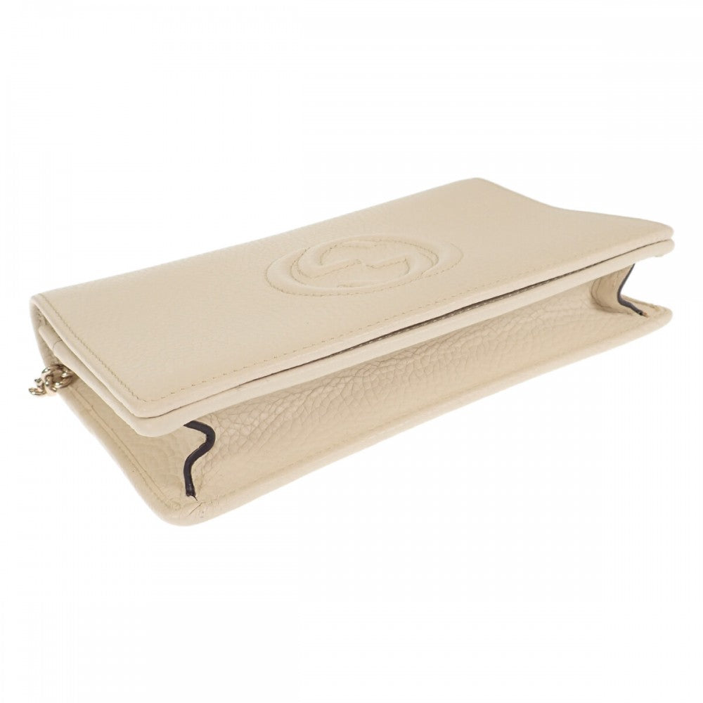 グッチ GUCCI ソーホー チェーンウォレット アウトレット 598211_A7M0G ショルダーバッグ カーフ ホワイト レディース【中古】【Aランク】