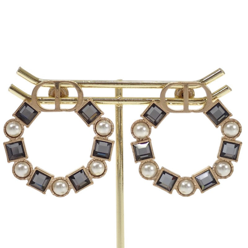 ディオール Dior PETIT CD E1858PTCCY ピアス メタル ブラッククリスタル ゴールド レディース【中古】【Aランク】