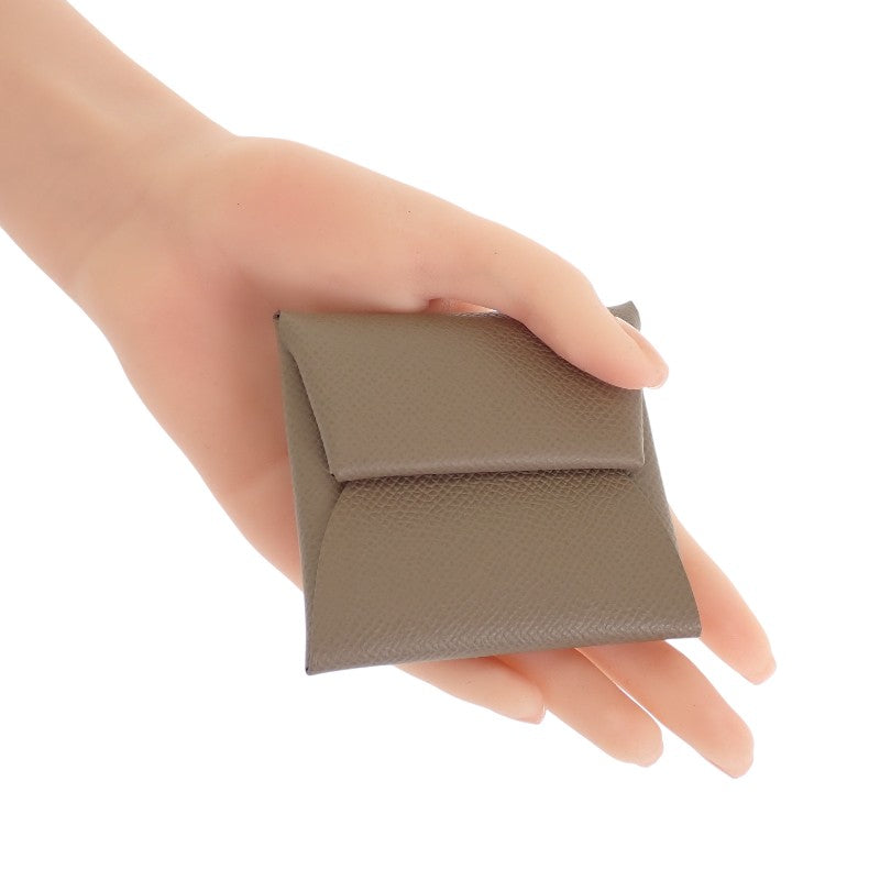 エルメス HERMES バスティア コインケース ヴォーエプソン エトゥープ ベージュ レディース【中古】【SAランク】