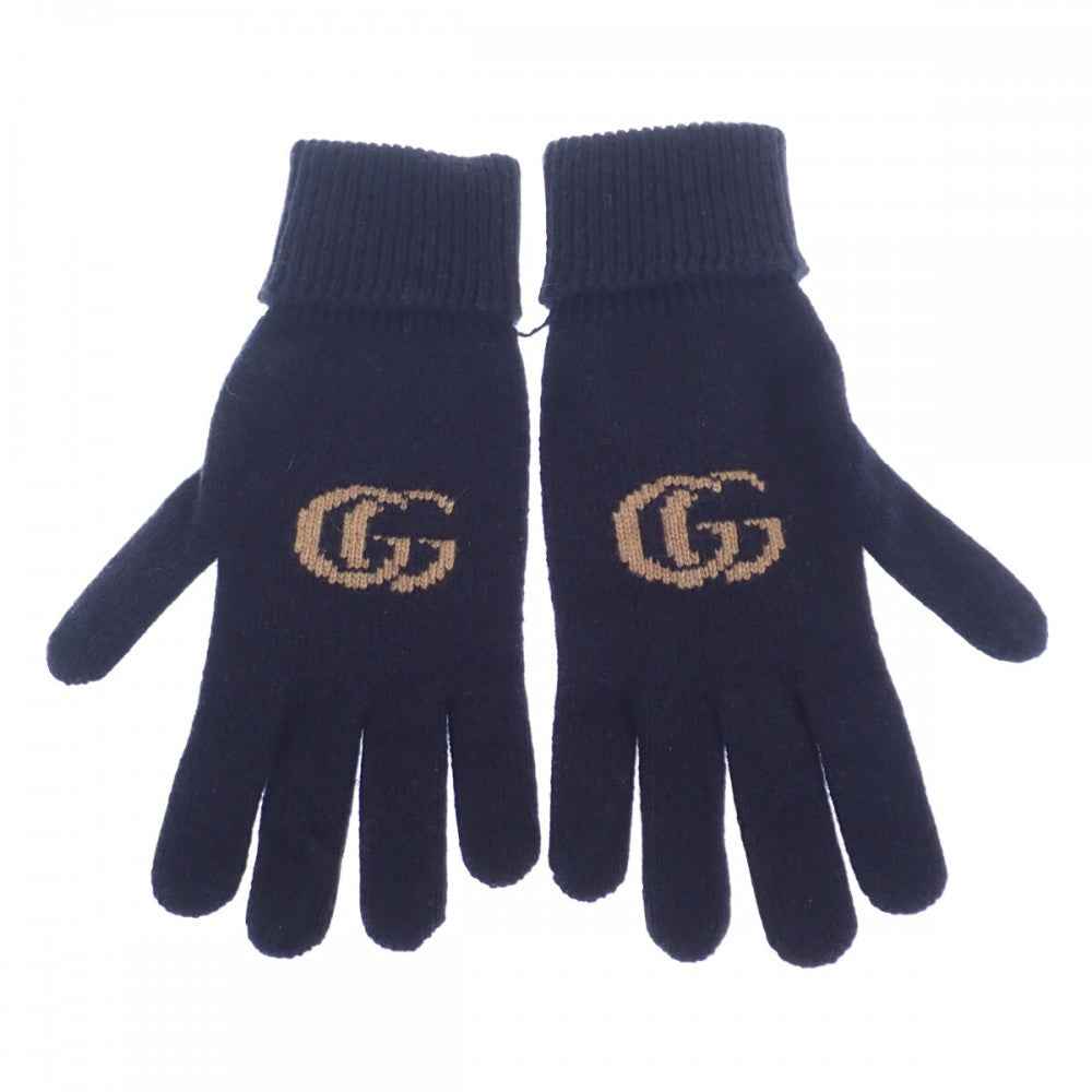 グッチ GUCCI GGロゴグローブ S 676116_4GACX_4179 手袋 カシミヤ ウール ネイビー レディース【中古】【Sランク】