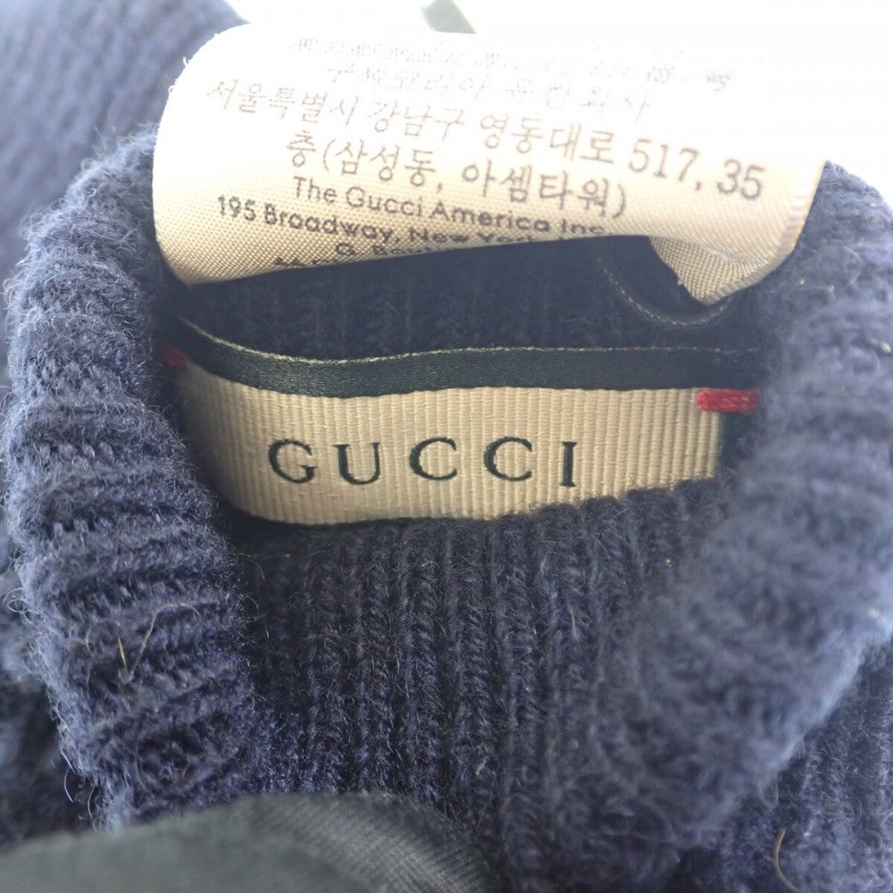 グッチ GUCCI GG ロゴグローブ S 676116_4GACX_4179 手袋 カシミヤ ウール ネイビー レディース メンズ【中古】【Sランク】