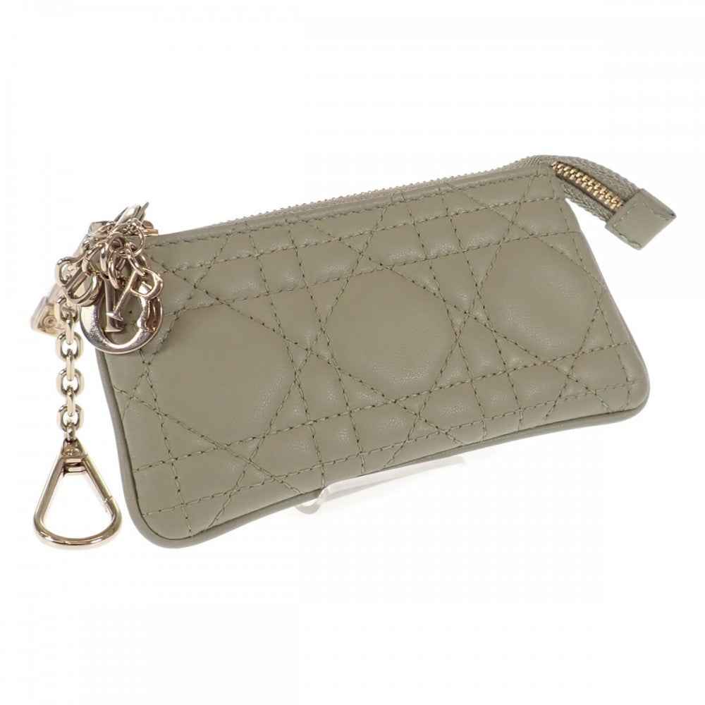 ディオール Dior キーケース レディディオール コインケース ラムスキン セージグリーン ゴールド金具 レディース【中古】【Aランク】