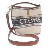 セリーヌ CELINE ティーンバケット16 197572ERF.01WB ショルダーバッグ キャンバス レザー ホワイト レディース【中古】【ABランク】