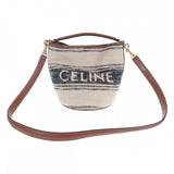 セリーヌ CELINE ティーンバケット16 197572ERF.01WB ショルダーバッグ キャンバス レザー ホワイト レディース【中古】【ABランク】